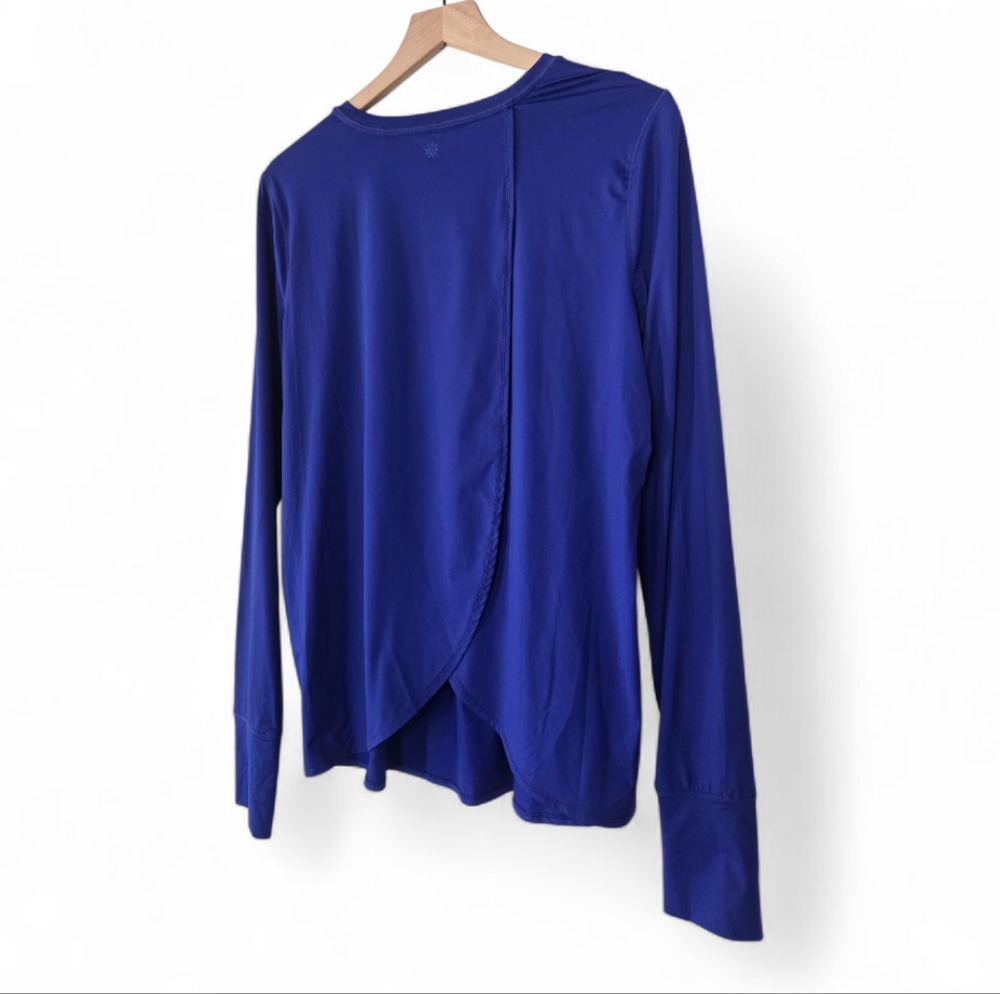 Athleta Sunlover UPF Tulip Back Long Sleeve Top Royal Blue Size Tall Large - Picture 3 of 10